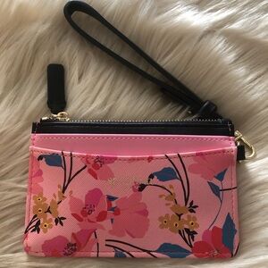 Spartina pink floral print leather key card case wristlet wallet
